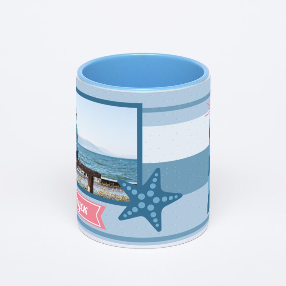 Синяя кружка с фотопечатью