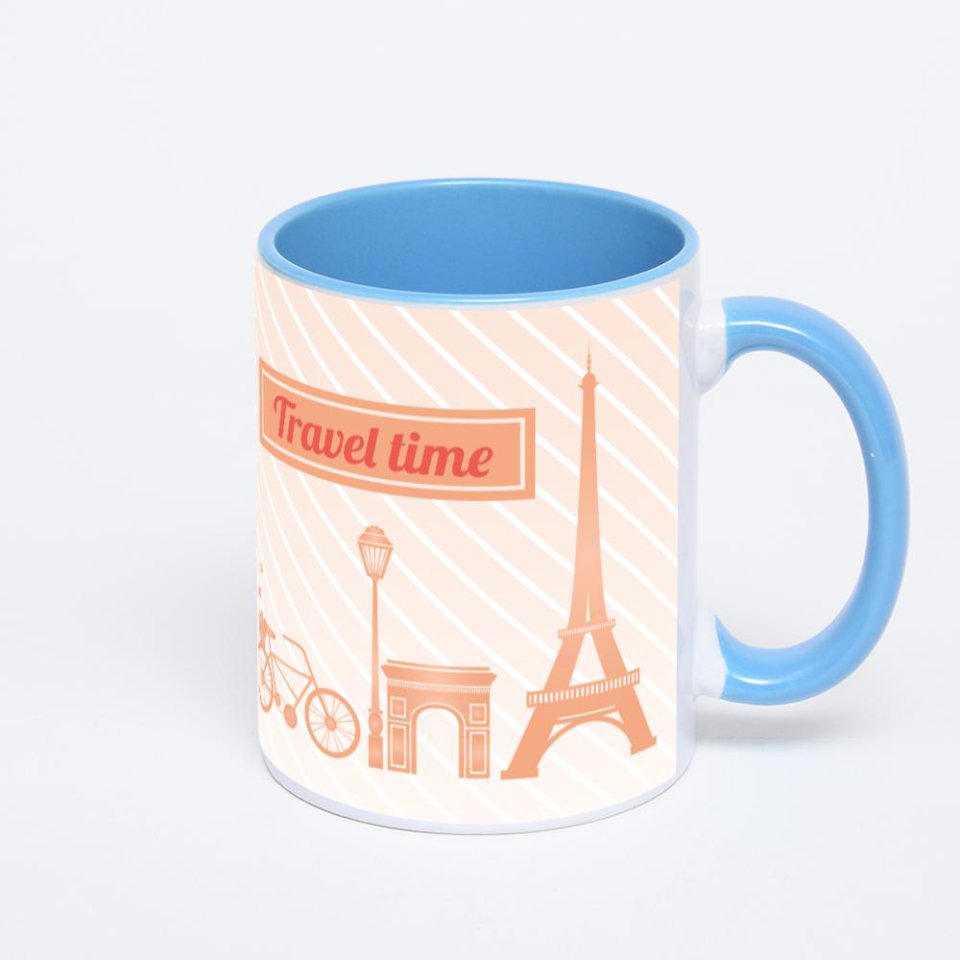 Синяя кружка с фотопечатью