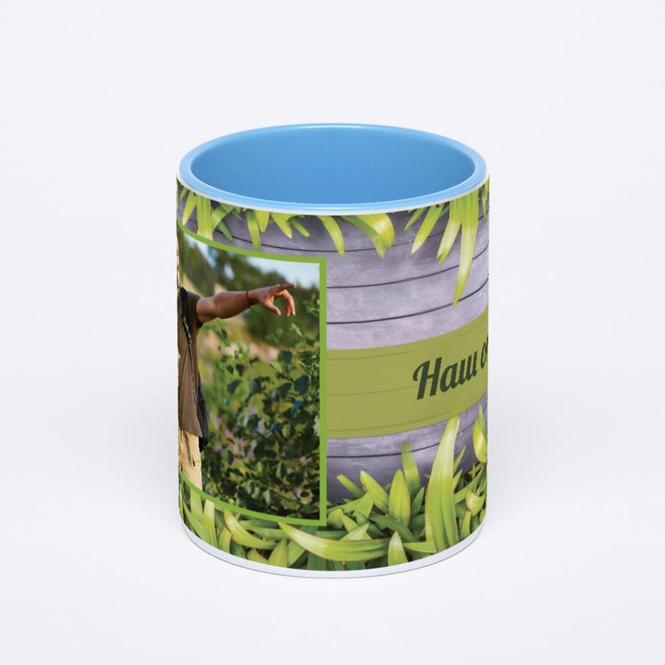 Синяя кружка с фотопечатью