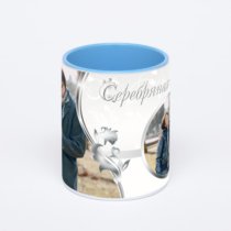 Синяя кружка с фотопечатью