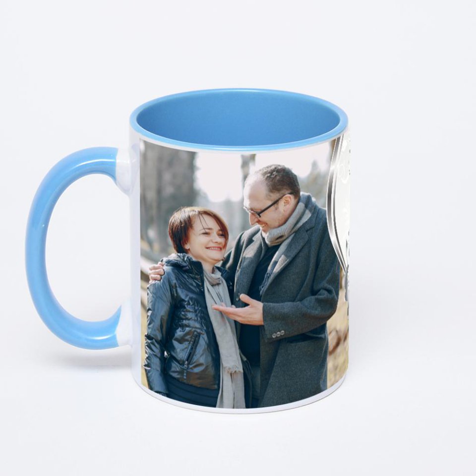 Синяя кружка с фотопечатью
