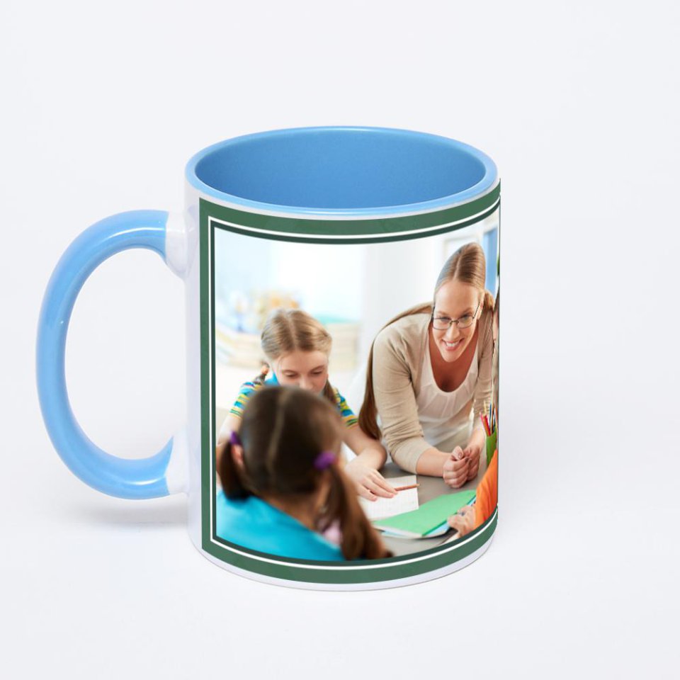 Синяя кружка с фотопечатью