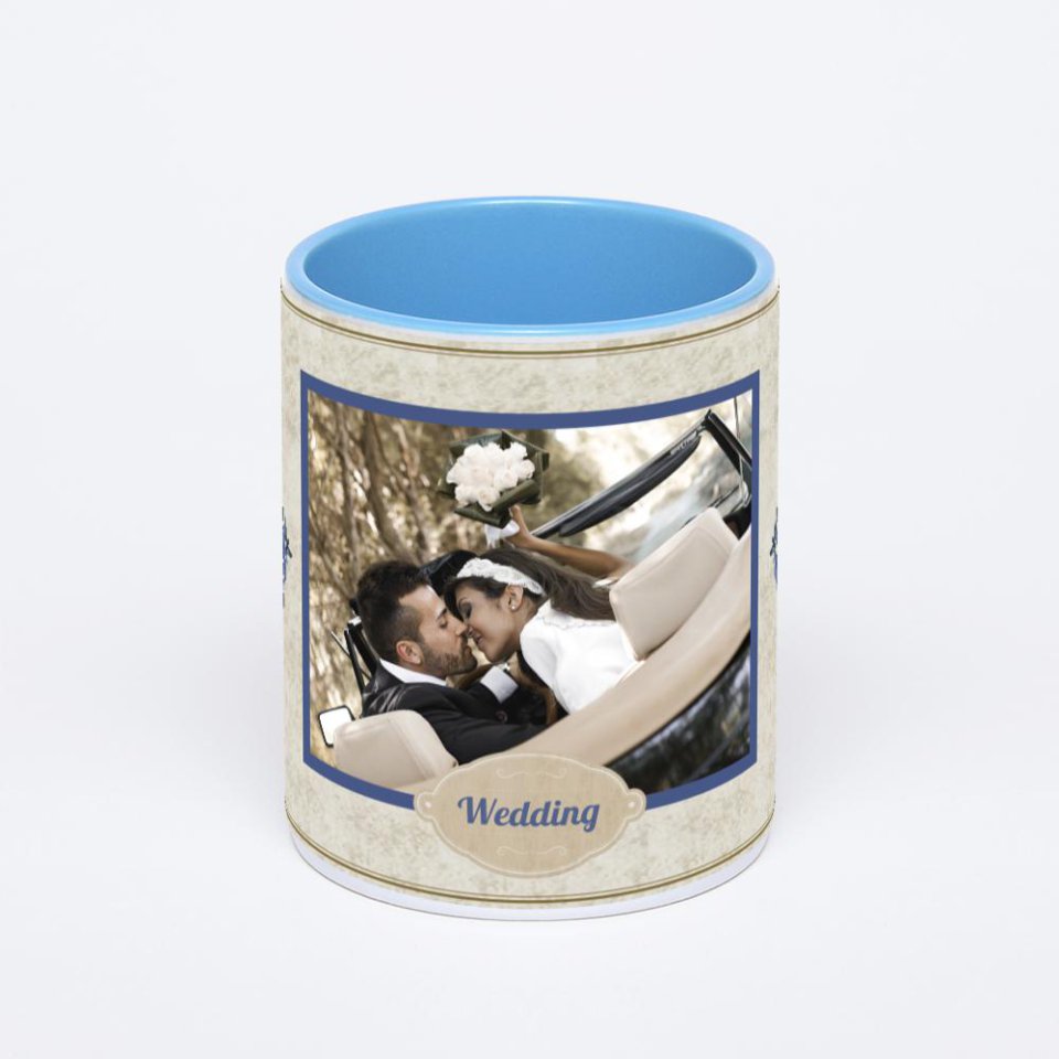 Синяя кружка с фотопечатью