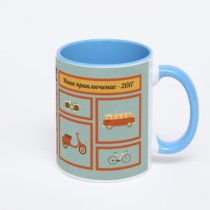 Синяя кружка с фотопечатью