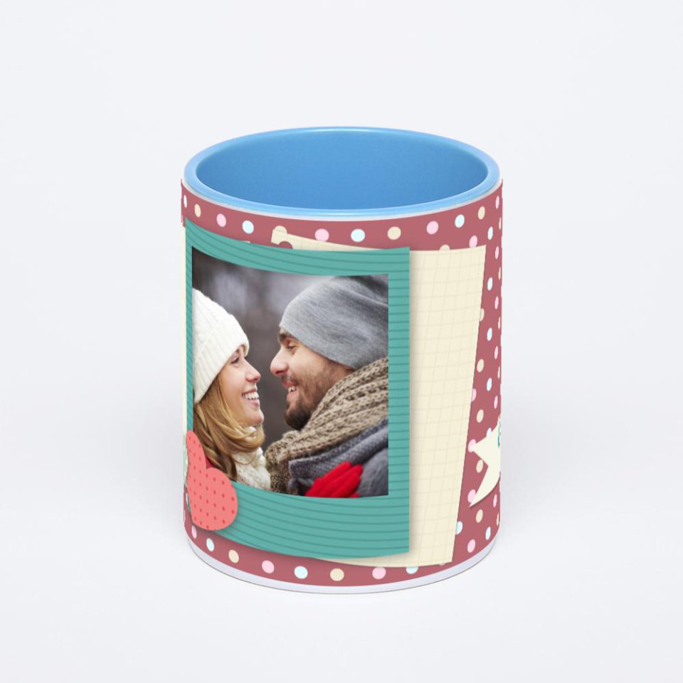 Синяя кружка с фотопечатью