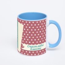 Синяя кружка с фотопечатью