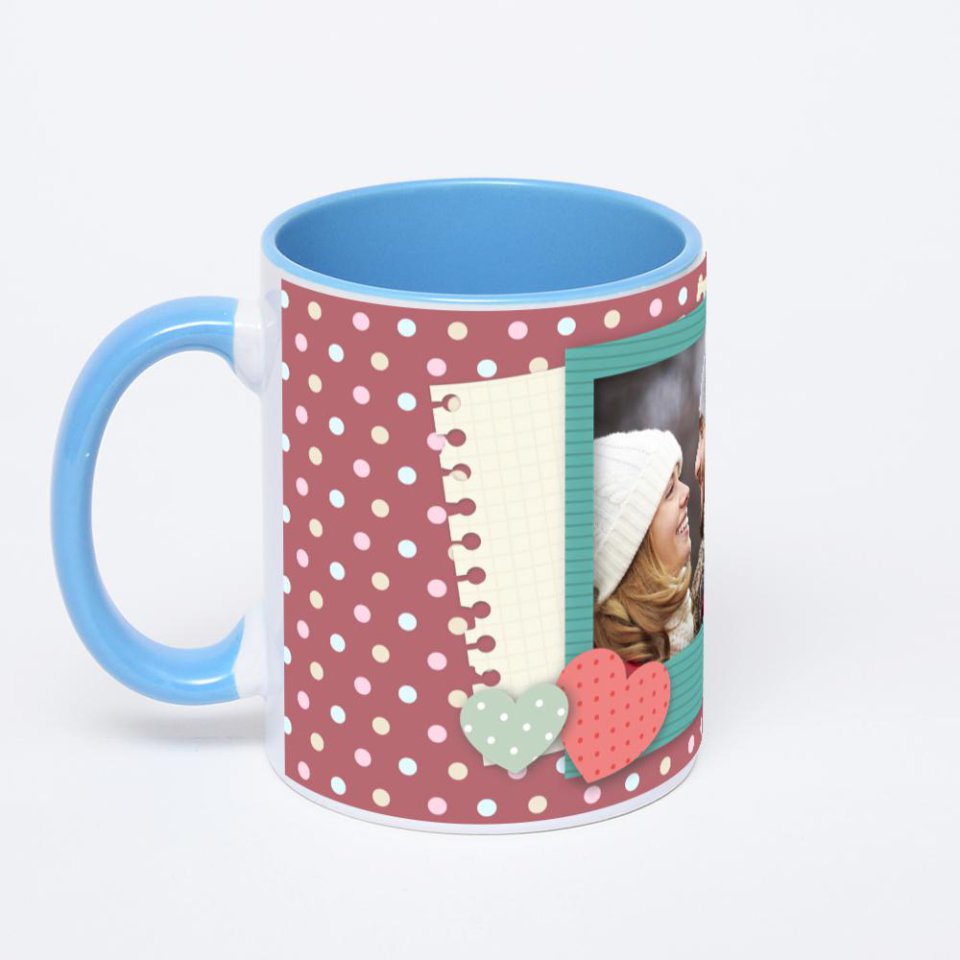 Синяя кружка с фотопечатью