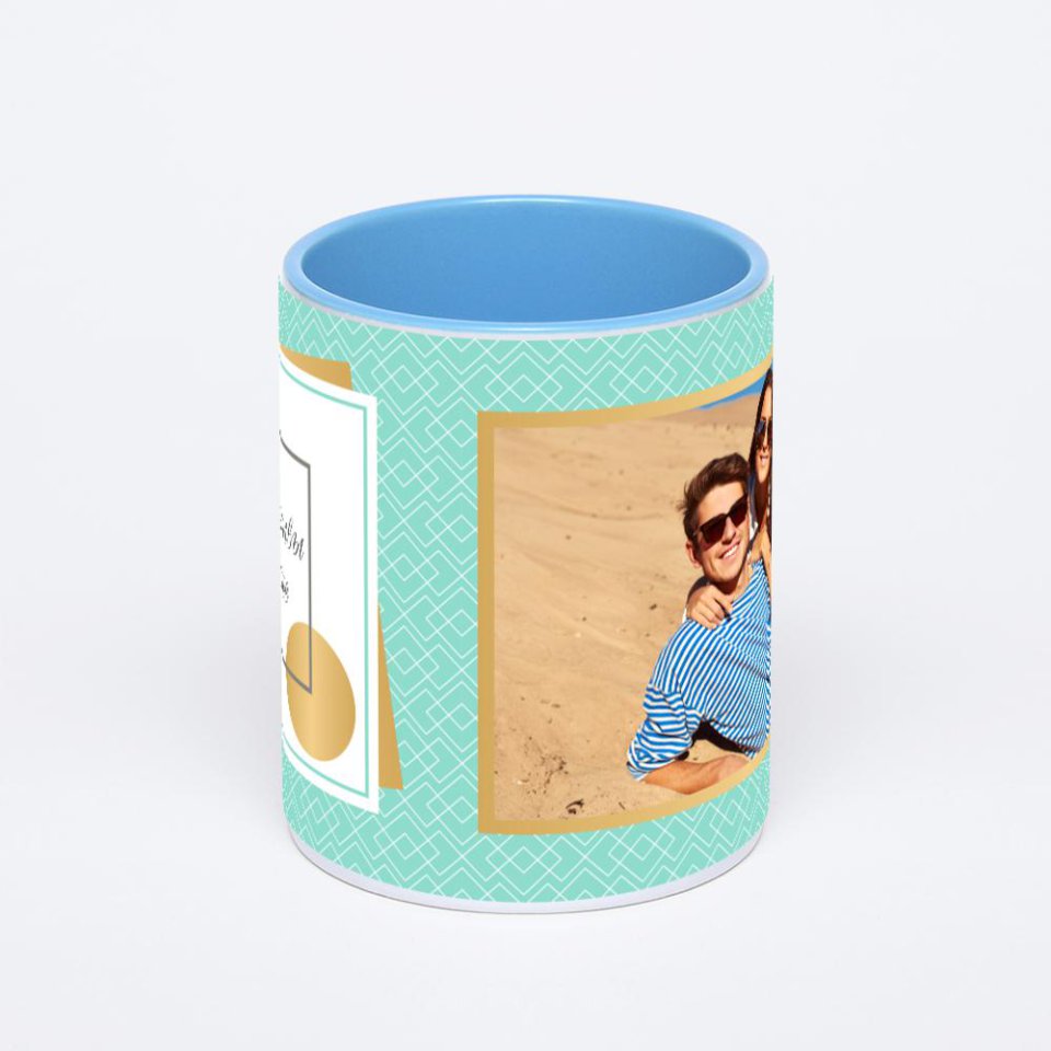 Синяя кружка с фотопечатью