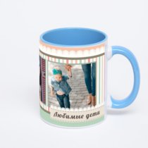 Синяя кружка с фотопечатью