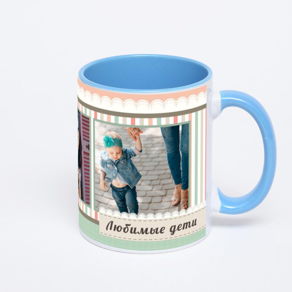 Синяя кружка с фотопечатью