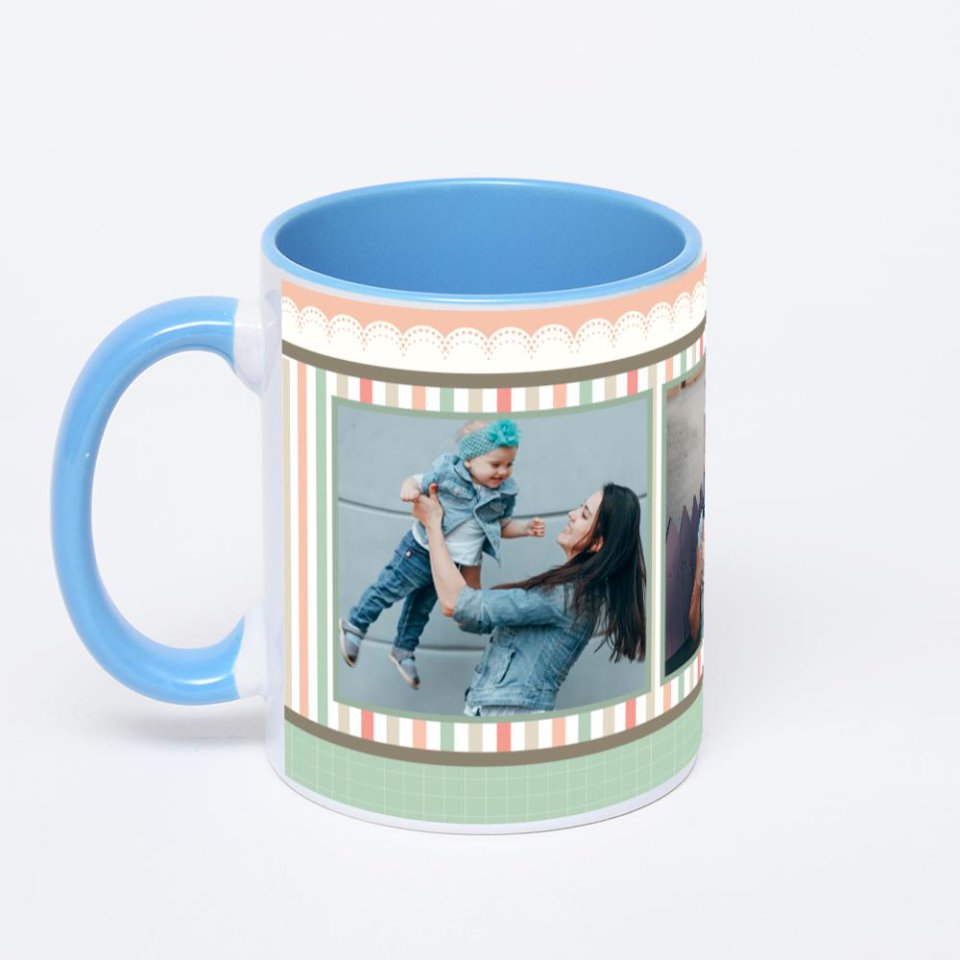 Синяя кружка с фотопечатью