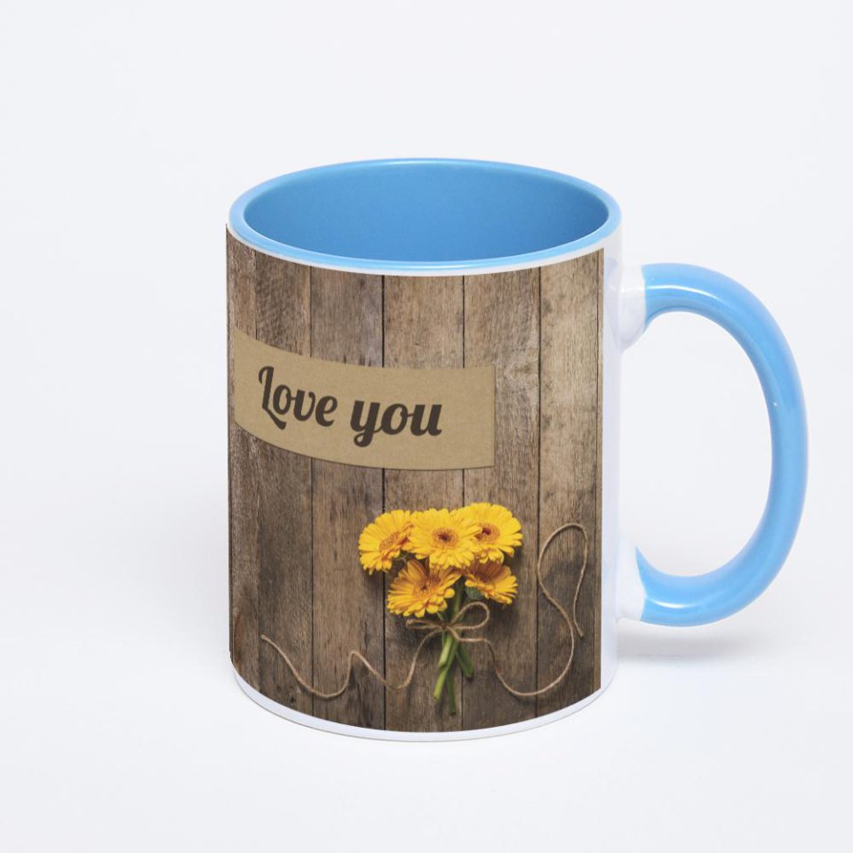 Синяя кружка с фотопечатью