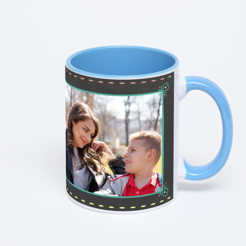 Синяя кружка с фотопечатью