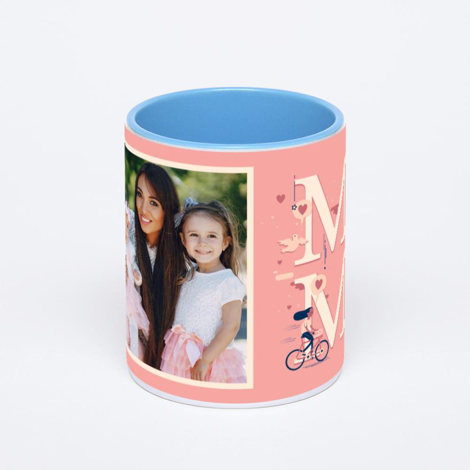 Синяя кружка с фотопечатью