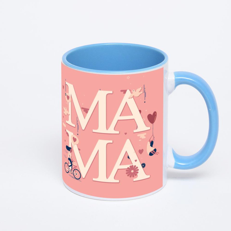 Синяя кружка с фотопечатью