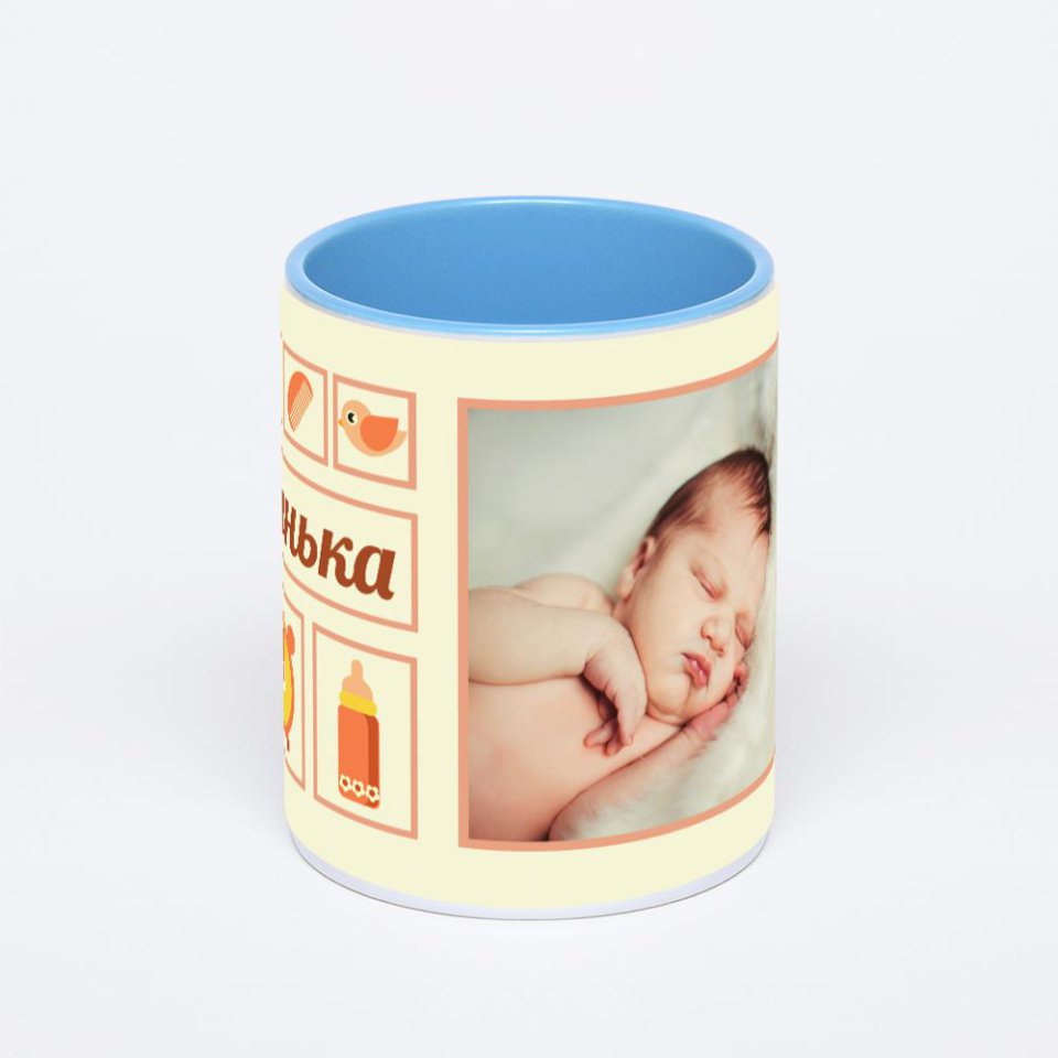 Синяя кружка с фотопечатью