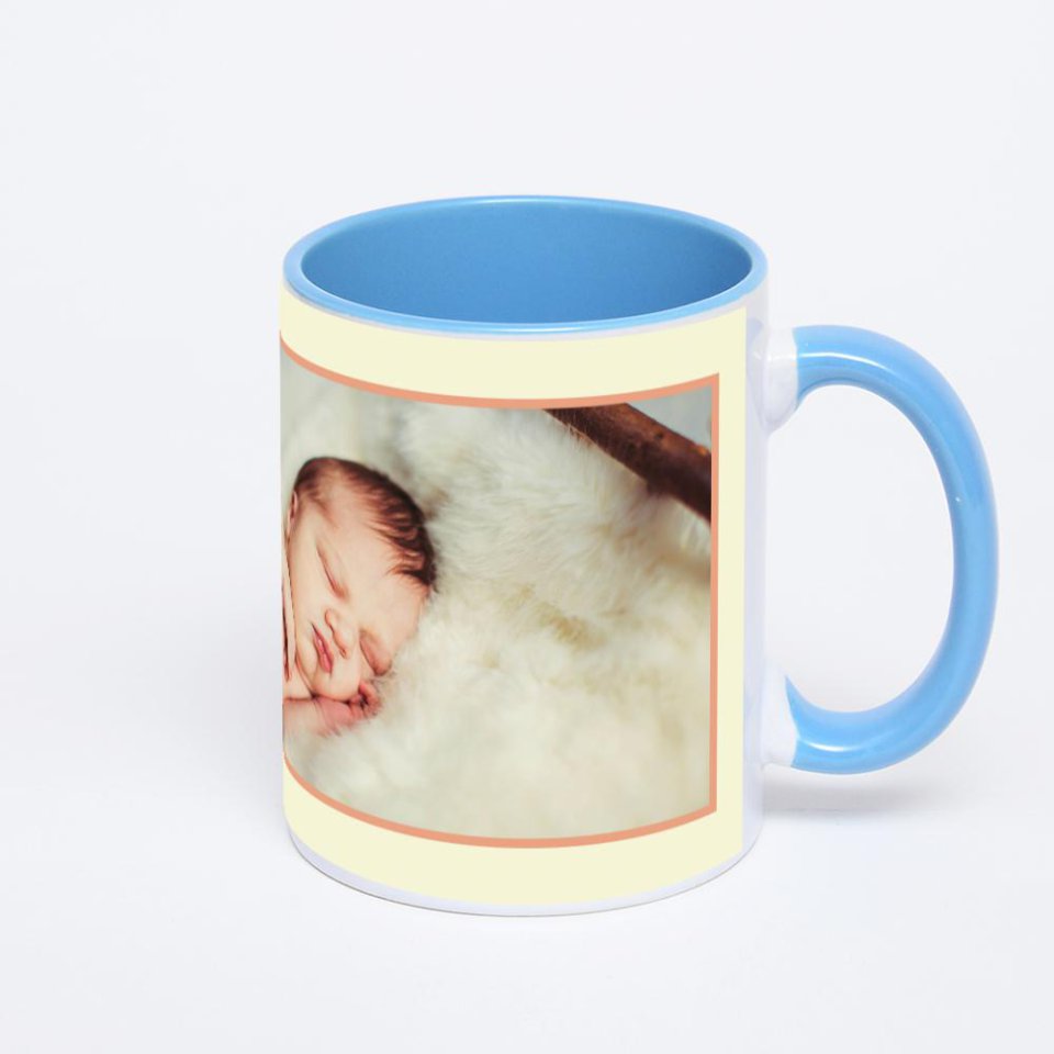 Синяя кружка с фотопечатью