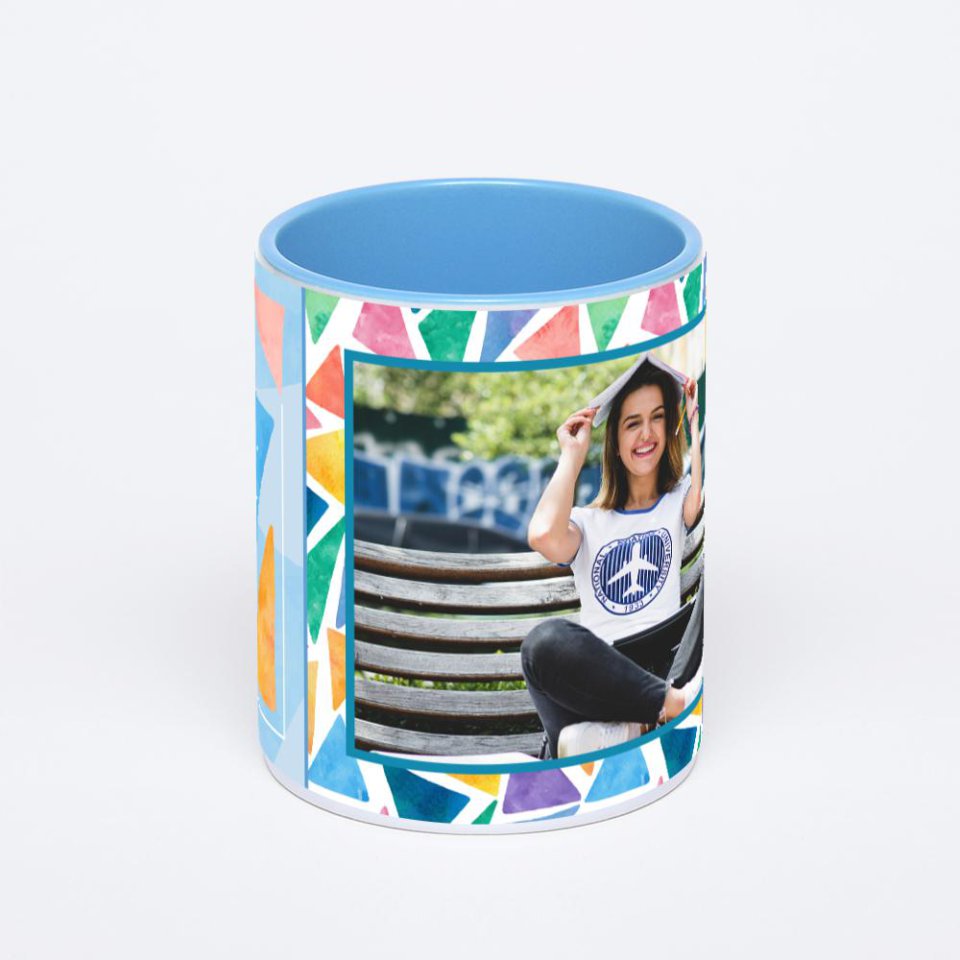 Синяя кружка с фотопечатью