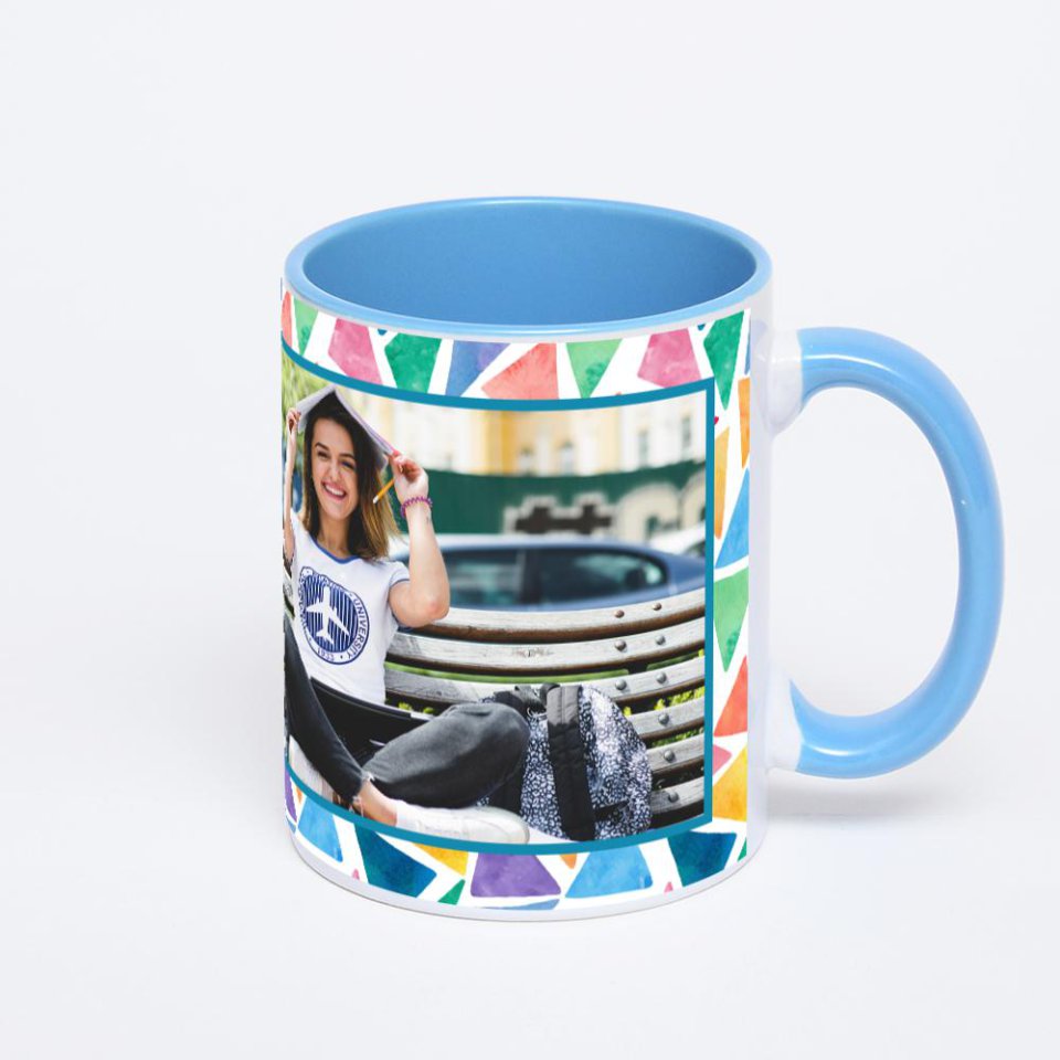 Синяя кружка с фотопечатью