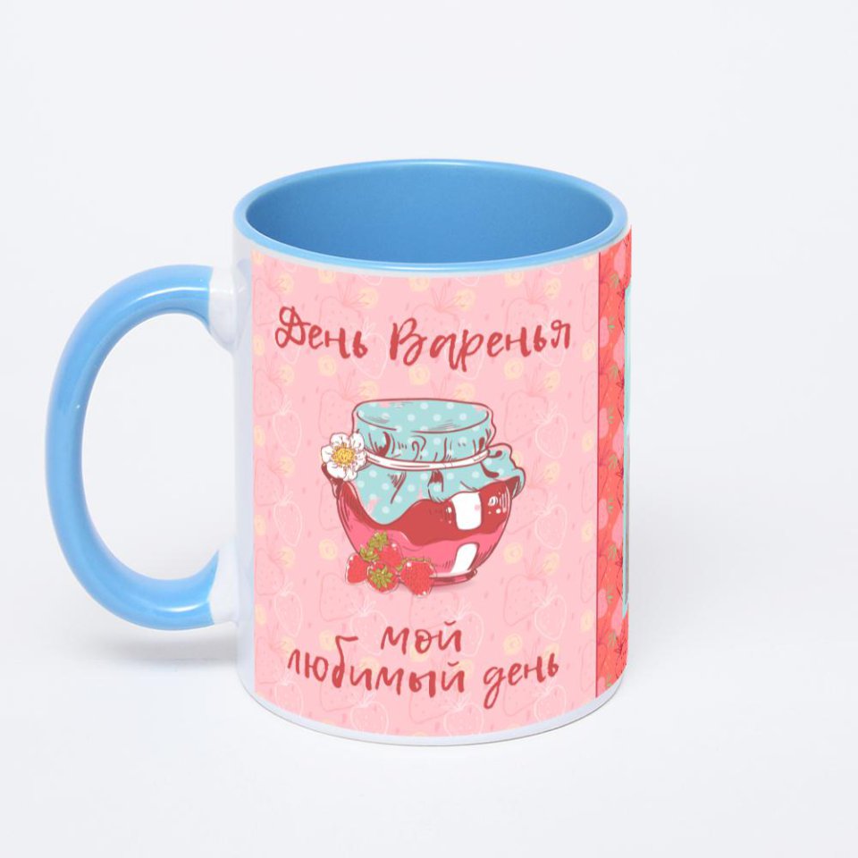 Синяя кружка с фотопечатью