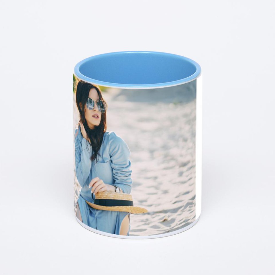 Синяя кружка с фотопечатью