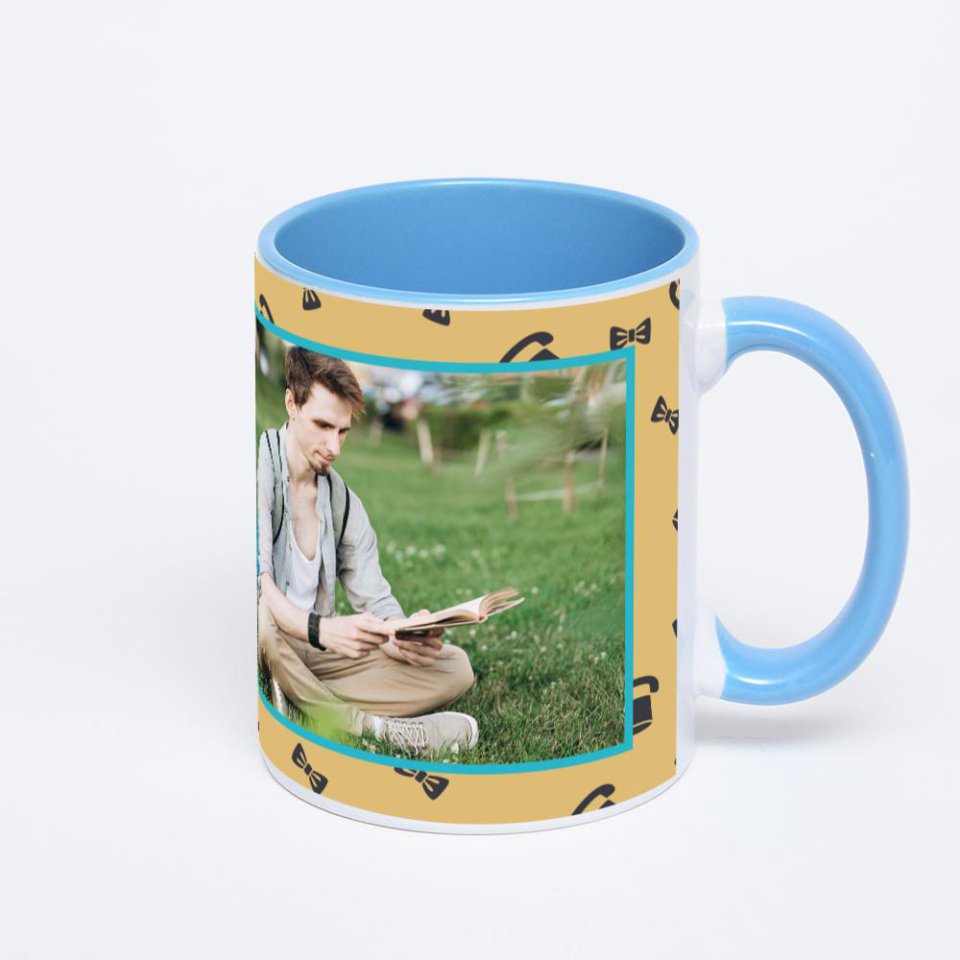 Синяя кружка с фотопечатью