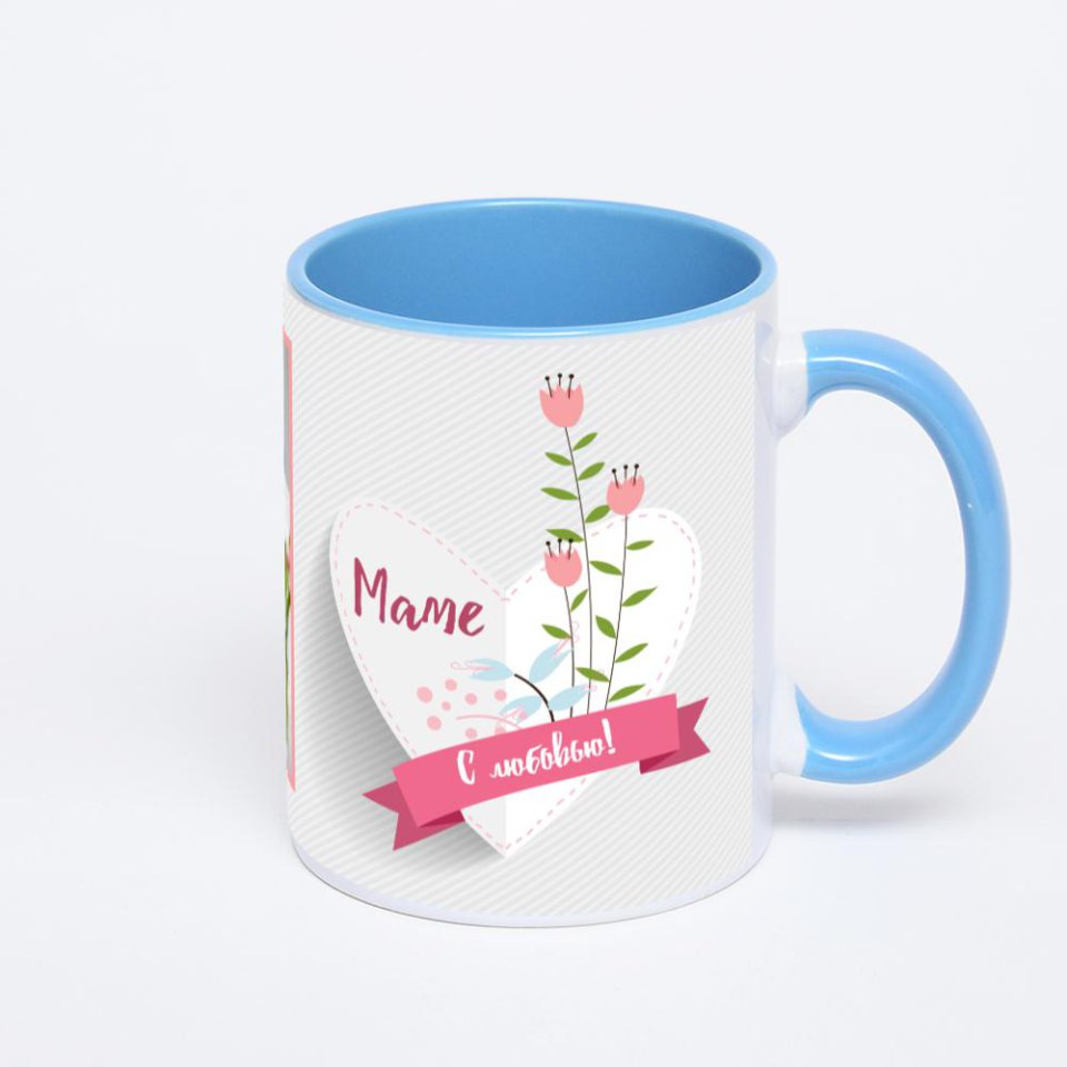 Синяя кружка с фотопечатью