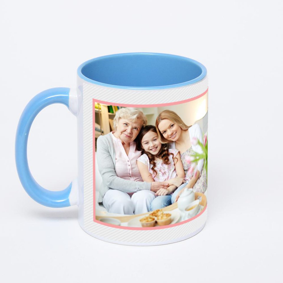 Синяя кружка с фотопечатью