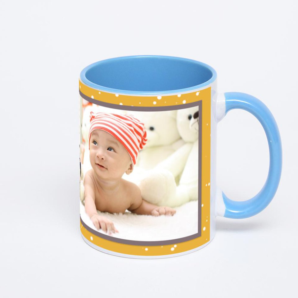 Синяя кружка с фотопечатью