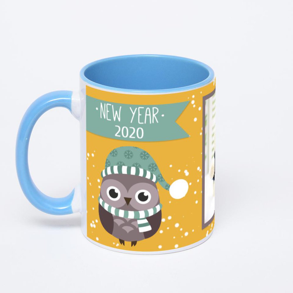 Синяя кружка с фотопечатью