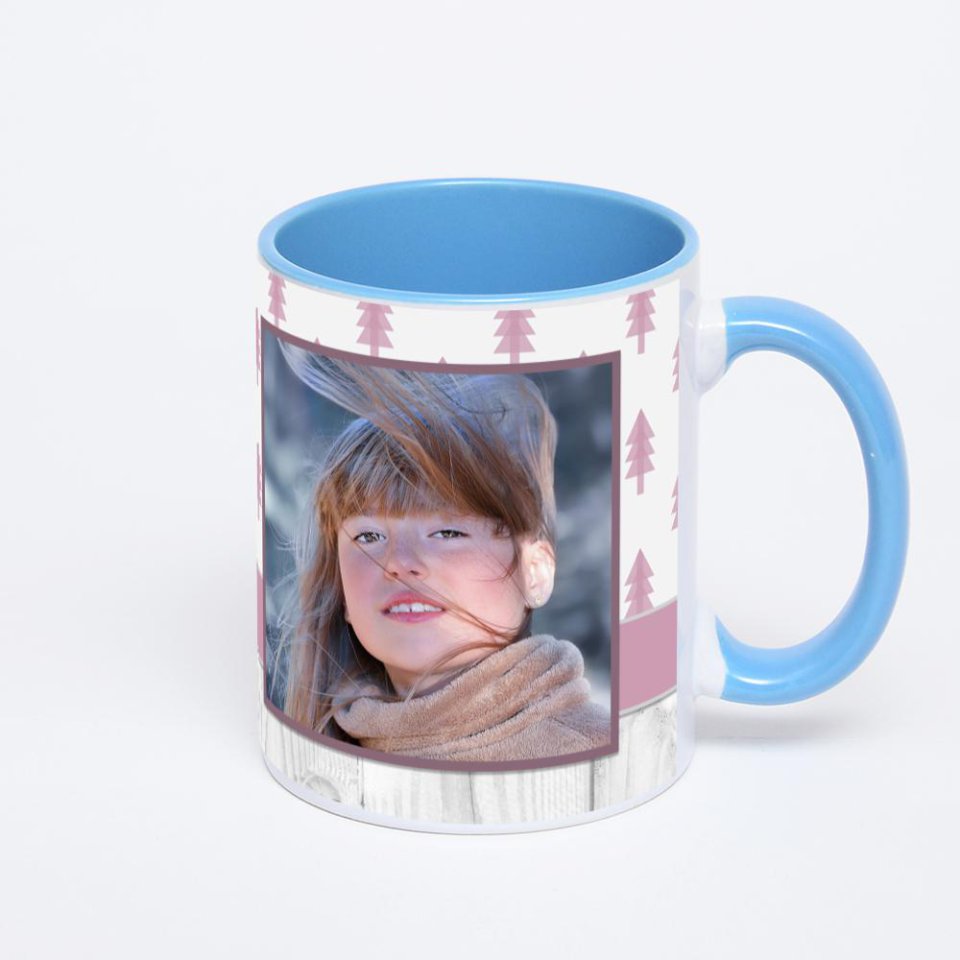 Синяя кружка с фотопечатью