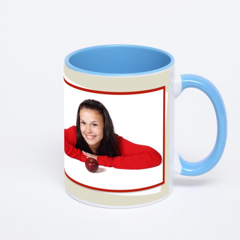 Синяя кружка с фотопечатью