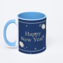 Синяя кружка с фотопечатью