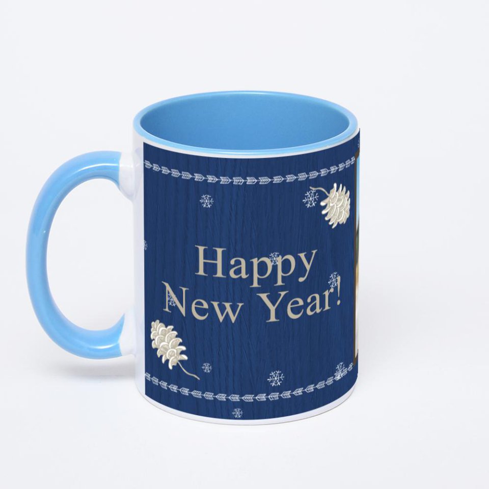 Синяя кружка с фотопечатью