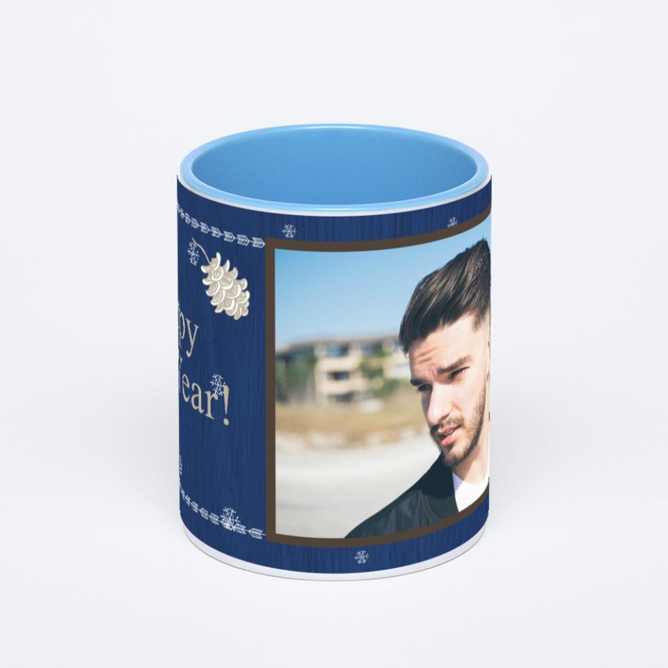 Синяя кружка с фотопечатью