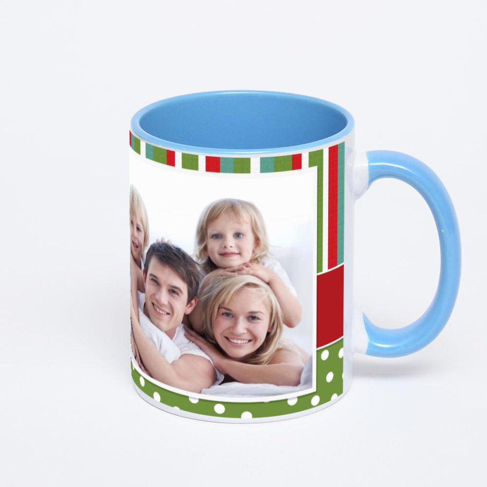 Синяя кружка с фотопечатью