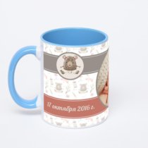 Синяя кружка с фотопечатью