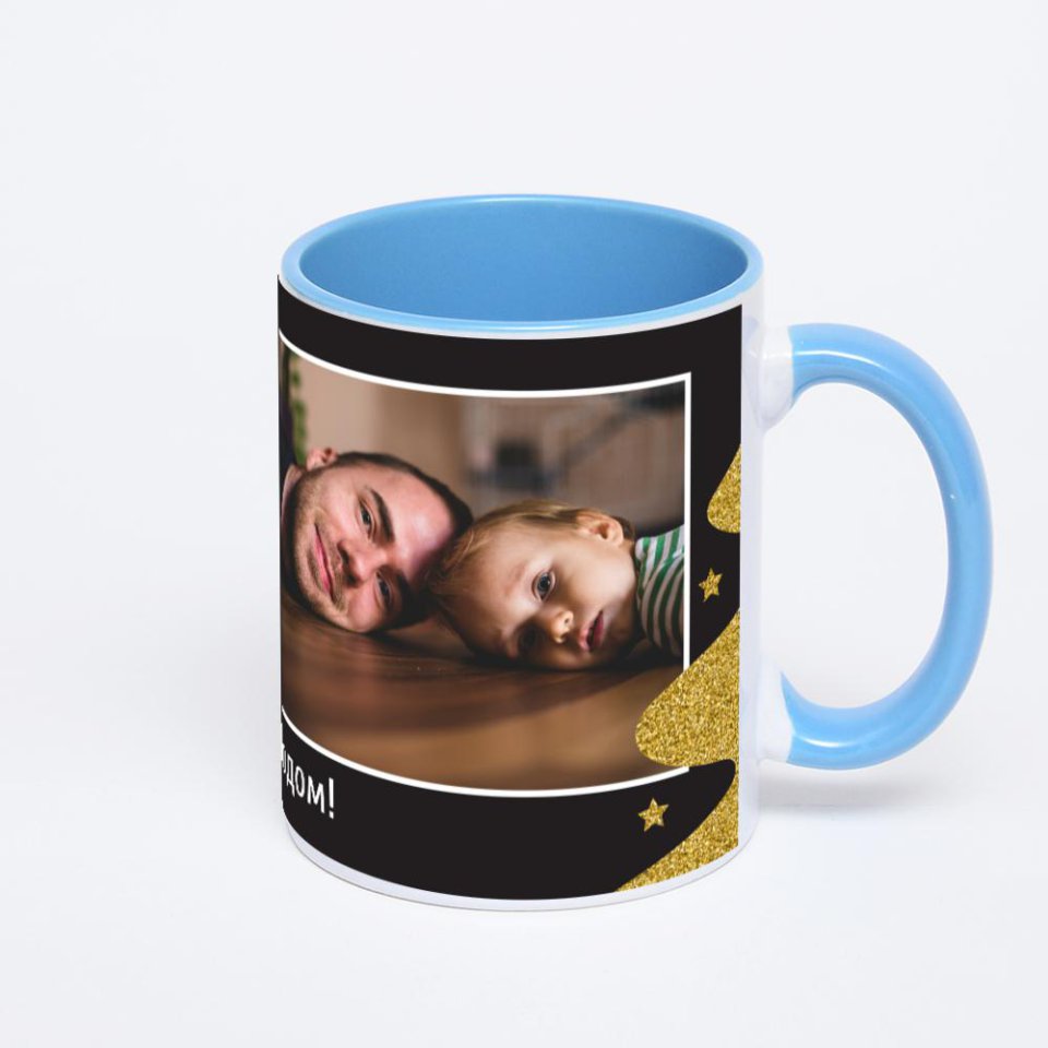 Синяя кружка с фотопечатью