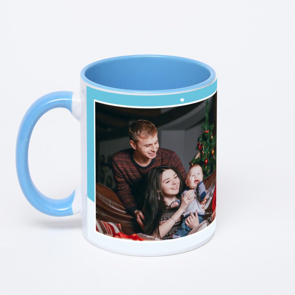 Синяя кружка с фотопечатью