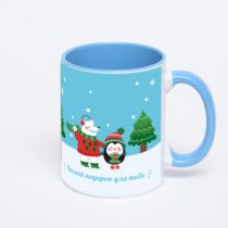 Синяя кружка с фотопечатью