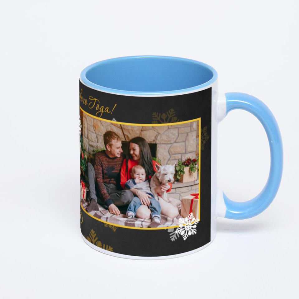 Синяя кружка с фотопечатью