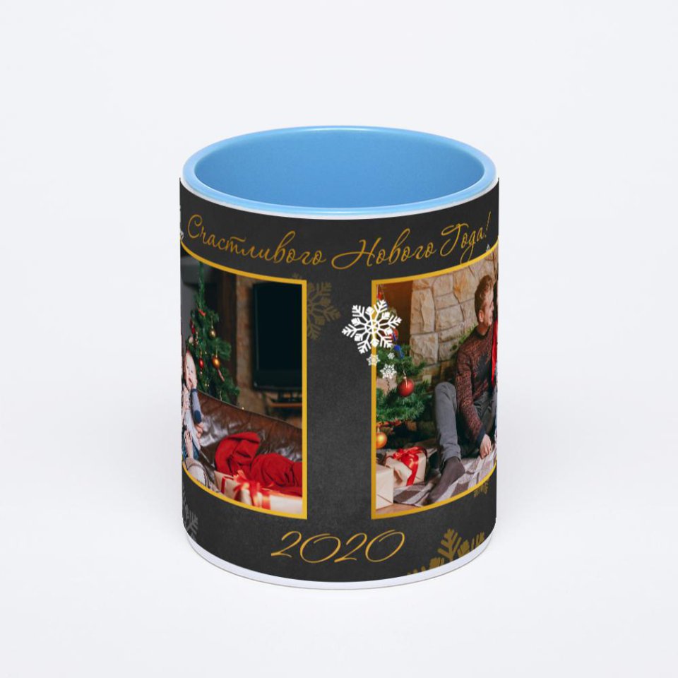 Синяя кружка с фотопечатью