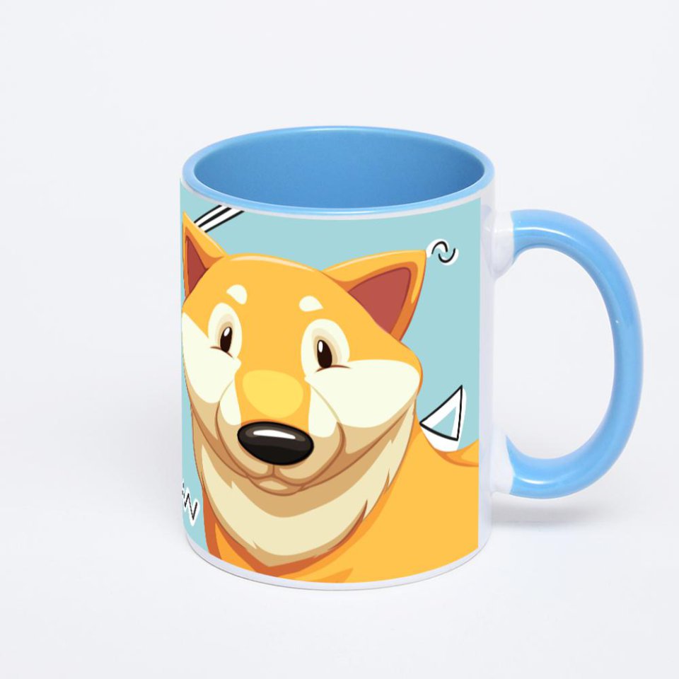 Синяя кружка с фотопечатью