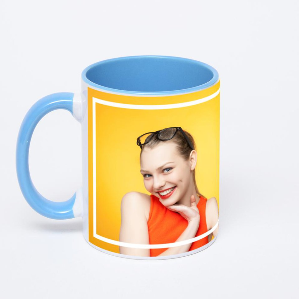 Синяя кружка с фотопечатью