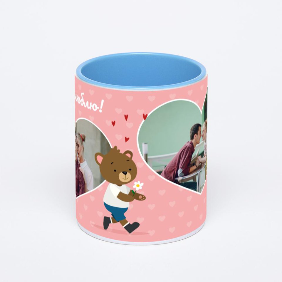 Синяя кружка с фотопечатью