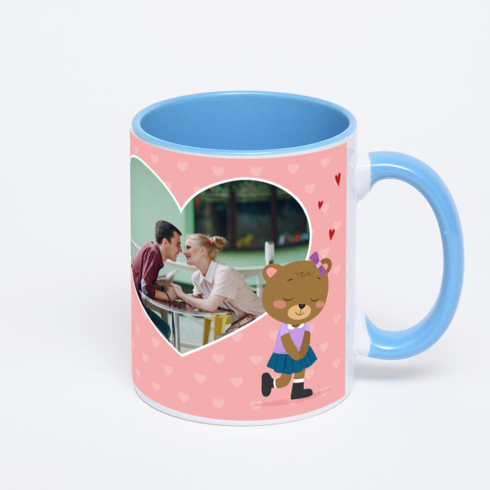 Синяя кружка с фотопечатью