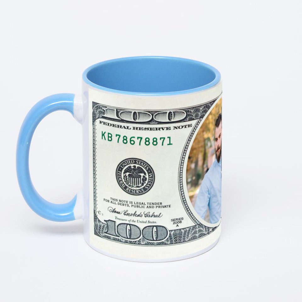 Синяя кружка с фотопечатью