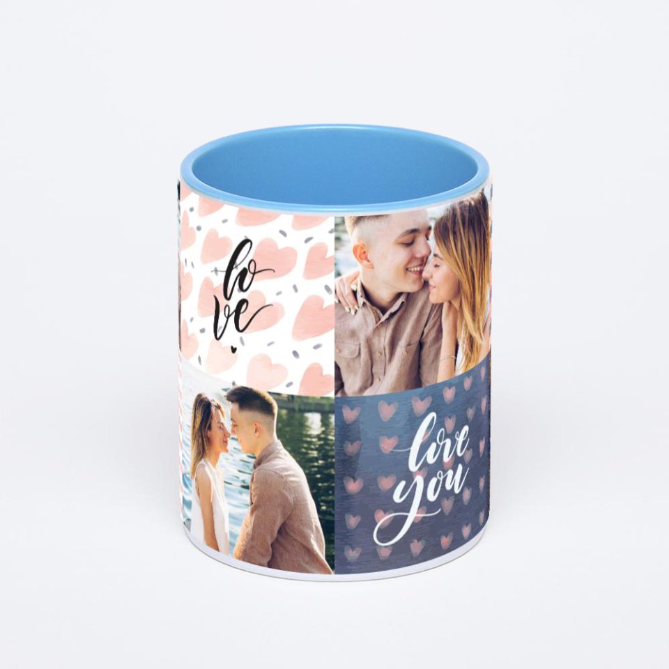 Синяя кружка с фотопечатью