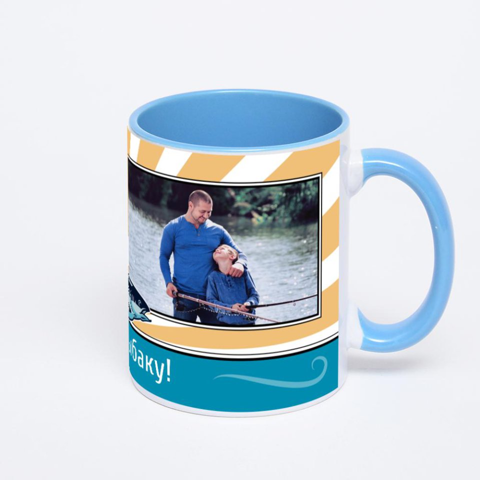 Синяя кружка с фотопечатью