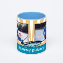 Синяя кружка с фотопечатью